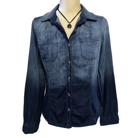 Lauren Conrad Denim Button Down Blouse S - Picture 1 of 10